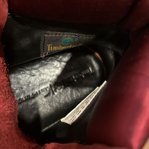 Premium Burgandy Red Timberlands with satin top and ribbon laces size 6 in EUC - Picture 6 of 11